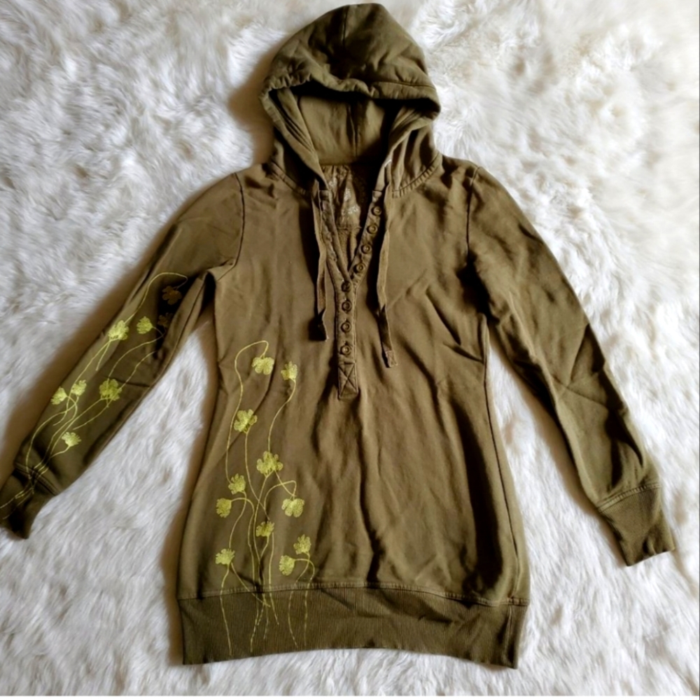 Vintage Free People Olive Green Hoodie Size M EUC